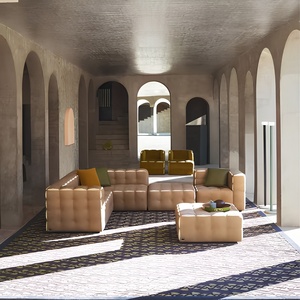 Sofá Seccional de Lujo Moderno Estilo Chesterfield con Tapicería Suave y Diseño de Borde de Burbujas para Centro Comercial, Hotel, Villa, Entrada y Sala de Estar - Product Image 3