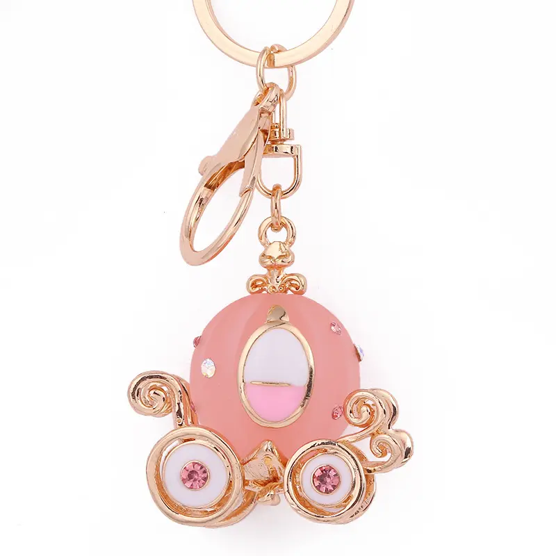 China factory hot sale crystal princess car colorful diamond alloy keychain, creative fashion promotion excellent light keychain