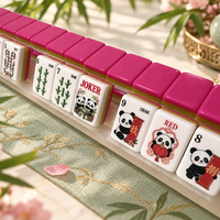 Jeu de Mahjong Américain de Luxe Paon Impérial Bleu Marine Lotus en Acrylique, 3 Couches, Écologique, Gravé, 160 Tuiles