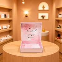 Boîte d'expédition en carton ondulé personnalisée, imprimée papillon rose, élégante et romantique, grande capacité, emballage cadeau haut de gamme