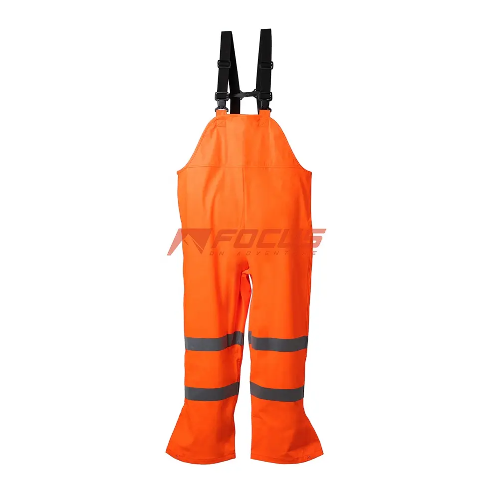 Combinaison de pluie réfléchissante haute visibilité pantalon à bavette imperméable orange fluorescent taux FR et ARC