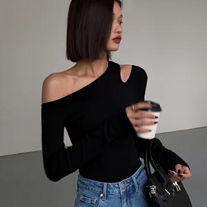 Camicetta Elegante da <span class=keywords><strong>Donna</strong></span> a Maniche Lunghe, Top Asimmetrico in Tessuto Traspirante di Cotone e Spandex, T-shirt da Ufficio Taglia S-3XL - Product Image 6