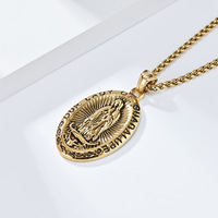 Kalung Liontin Perawan Maria Religius Berlapis Emas, Anti Air, Bahan Stainless Steel 316L, Vintage, Perhiasan Fashion Unisex