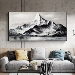 Peinture à l'huile abstraite <span class=keywords><strong>de</strong></span> <span class=keywords><strong>paysage</strong></span> <span class=keywords><strong>de</strong></span> montagnes enneigées <span class=keywords><strong>de</strong></span> Dafen, Chine, faite à la main sur toile acrylique texturée, pour hôtel - Product Image 1
