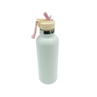Bouteille d'eau isotherme en acier inoxydable de qualité alimentaire sans BPA avec couvercle rabattable, paille et poignée, anti-fuite, pour le sport et les activités de plein air