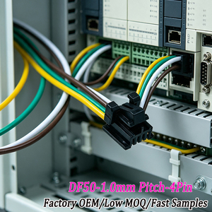Harnais de câblage OEM sur mesure DF50 4 broches à extrémité unique, assemblage de câblage personnalisé DF50-2830SFA avec terminal plaqué or 28AWG - Product Image 1
