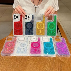 Fashion girls design diamond camera frame glitter magnetic phone <b>case</b> for iPhone 11 16E 17Air factory wholesale back cover - Product Image 1