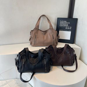 Borsa tote monospalla retrò in morbida pelle, grande capacità, alla moda e versatile, borsa a tracolla per pendolari, borsa per mamma - Product Image 5