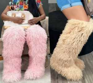 מגפי פרווה מלאכותית מונגולית בגובה ירך 60-70 ס\\\"מ, מגפי חורף חדשים, נגד החלקה, מגפי שלג חמים, מגפי נשים חמים - Product Image 2