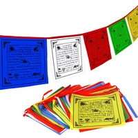 Drapeau tibétain bouddhiste Lungta en satin de nylon imprimé numériquement, anti-plis, 10x10 pouces, vente directe d'usine sur mesure