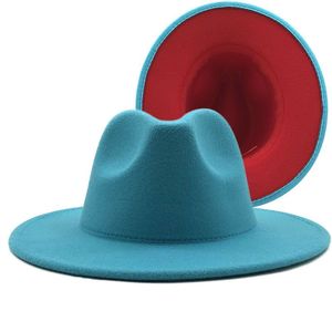 Nuevos colores, venta al por mayor de alta calidad, sombrero <span class=keywords><strong>Fedora</strong></span> de fieltro de lana, sombreros de 2 tonos, sombreros de ala ancha - Product Image 1