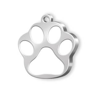 Placa de Identificación para Mascotas Pawprint, Pequeña, Blanca, de Metal, con Diseño de Huella de Pata - Product Image 1