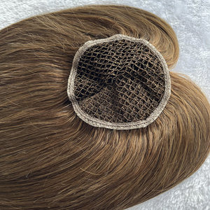 Topper en <span class=keywords><strong>cheveux</strong></span> vierges européens couleur marron, <span class=keywords><strong>avec</strong></span> nœuds invisibles, intégration respirante, entièrement noué à la main, base en filet 4x4, pour femmes souffrant de perte de <span class=keywords><strong>cheveux</strong></span> - Product Image 2