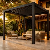 Aluminium-Pergola Pavillon mit Motorisiertem Einziehbarem Lamellendach Wasserdicht Regenfest Umweltfreundlich Natur Outdoor Terrasse Garten