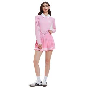 Ensemble de jupe de tennis pour femmes de haute qualité - Manches longues, respirant, taille haute, idéal pour le yoga, le fitness et la course à pied - Product Image 4