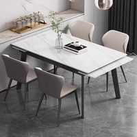 Ensemble de salle à manger en dalle de pierre pliable de style italien, table à manger rectangulaire moderne minimaliste pour les petites maisons