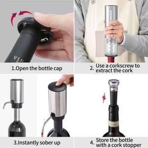 Ensemble de 4 distributeurs de vin automatiques rechargeables en acier inoxydable, ensemble de décanteurs de vin électriques, décanteur de vin pour cadeau - Product Image 2