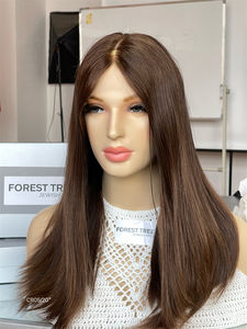 20 pulgadas Mini capa #8 color ruso cabello rubio sin procesar a granel 100% cabello humano europeo encaje superior peluca judía - Product Image 2