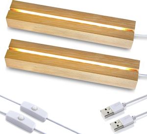 Mini Lámpara Nocturna LED Rectangular de Madera de Haya, con Cable USB, Control Remoto, Regulable, Alto CRI 95, Luz Cálida, Moderna - Product Image 1