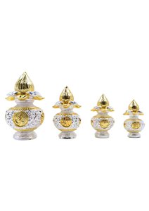 Kalash en noix de coco plaqué or et argent pour la Puja, les mariages, le Vastu, la décoration de la maison et des temples - Product Image 3