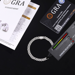 <span class=keywords><strong>Bracelet</strong></span> Manchette Cubaine en Argent Sterling 925 VVS Moissanite Plaqué de Glace Style Hip Hop pour Hommes et Femmes, Testeur de <span class=keywords><strong>Diamant</strong></span>, 6mm – Prix Abordable - Product Image 3