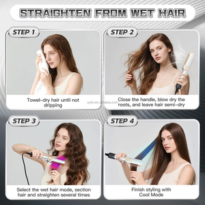 Uyisi Nouveau Lisseur de Cheveux en Céramique 2 en <span class=keywords><strong>1</strong></span> Arrivée Récente, Lisseur à Cheveux Sec/Humide, Sèche-Cheveux, Alimentation Électrique, Affichage LED avec Air - Product Image 5