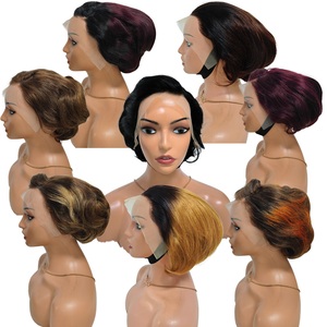 26$ Promotion Wholesale 13x4 Lace Frontal Fuller Pixie <b>Short</b> Cut <b>Wigs</b> 200gram Colored Pixie Straight <b>Wigs</b> 100% Human Hair <b>Wigs</b> - Product Image 1