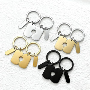 Nouvelle mode : porte-clés personnalisés pour couple en acier inoxydable, résistants, avec pièce ronde, pour anniversaire - Product Image 2