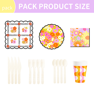 DAMAI - Juego de Vajilla Desechable con Diseño de Flores Silvestres para Fiestas, Platos de Papel, Vasos de Papel, Servilletas para Bodas - Product Image 6