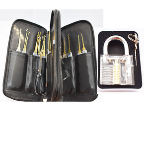 Goso — Kit de Mini cadenas de Protection de verrouillage, ensemble de boîte de serrurier transparente en titane, sac à fermeture éclair, cylindre, boîte de serrurier, 24 pièces - Product Image 1