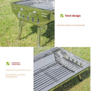 Barbecue portable pliable en acier inoxydable épaissi pour charbon de bois, équipement de camping extérieur, gril BBQ pour grillades au charbon - Product Image 4