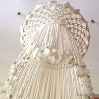 Abat-jour en macramé bohème moderne extra large, tissé à la main, motif uni, respirant, 100% coton, pour jardin, hall, plafond