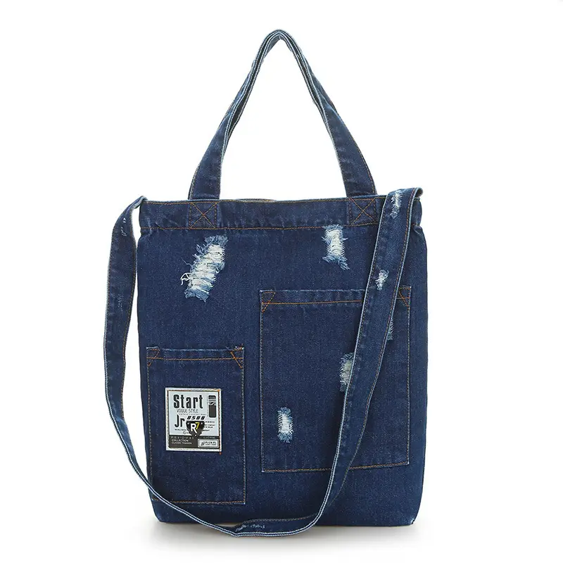 Custom Logo Fashion Denim Canvas Tote Bags