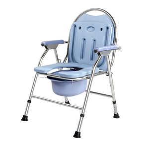 Stainless Steel Commode <b>Chair</b> Foldable <b>High</b> Back <b>Portable</b> Toilet <b>Chair</b> For Elderly And Pregnant Women Indoor Use - Product Image 1