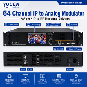 Modulateur IP vers analogique 64 canaux HEVC H.265 H.264, Modulateur RF pour système TV Hôtel CATV - Product Image 2