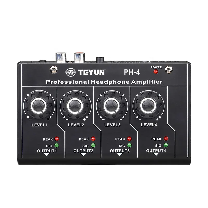 TEYUN Mixer Audio Digital PH4, Distributor Headphone 4 Saluran, Kontroler Komputer DJ/Mixer Konsol Audio, Ponsel