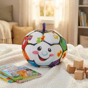 ArtsCreating Raco, Juguete de Peluche de Fútbol para Bebés y Niños Pequeños, Canta, Sonríe y Aprende, con Música y Frases Educativas - Product Image 1