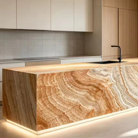 Onyx veiné jaune naturel pour panneau mural de luxe, îlot de cuisine, plan de travail