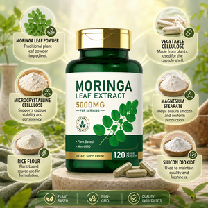 Cápsulas de Moringa en Polvo, Superalimento Verde, con Mezcla Patentada, Apoya la Digestión, la Inmunidad y el Control de Energía, Botellas Personalizables - Product Image 2