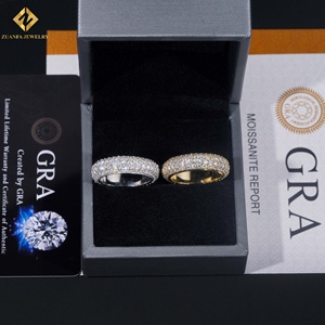 Iced Out Moissanite Jewelry 925 Sterling Silver Moissanite Hoop <b>Ring</b> Hip Hop Diamond <b>Ring</b> <b>Custom</b> <b>Rings</b> for Men - Product Image 2