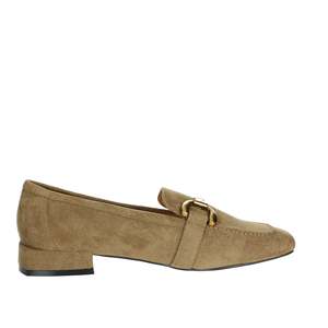 Mocassins plats pour femmes Gold & Gold, couleur taupe, avec détail boucle métallique - Product Image 4