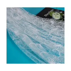 Wholesale Suppliers Of 3D Lace Embroidery Thread Dyed Polyester Tulle Fabric For Wedding Dress Accessories