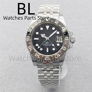 BLIGER 40mm <span class=keywords><strong>GMT</strong></span> Reloj para hombre Bisel de cerámica Cristal de zafiro Esfera luminosa 10Bar Cristal de zafiro resistente al agua Acero inoxidable Glideclas - Product Image 3