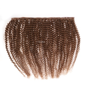 Extensions de <span class=keywords><strong>cheveux</strong></span> humains VMAE Raw Virgin Remy Deep Curly Light Chocolate Brown Double Side Genius Invisible Butterfly Hole Weft - Product Image 3