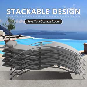 طقم كراسي استلقاء للشمس من الألومنيوم قابل للتعديل في الهواء الطلق من 3 قطع معدنية في جميع أنحاء الطقس الفناء الخلفي - Product Image 3