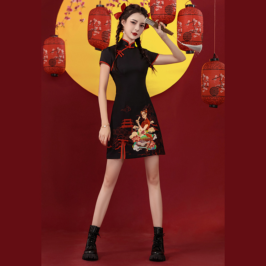 Shop Our 2025 Factory Summer Collection of Black Dress Cheongsam Qipao for Women Shop Our 2025 Factory Summer Collection of Black Dress Cheongsam Qipao for Women