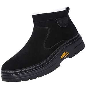 PVC Upper Thickened Warm Non-Slip Wear-Resistant Cotton Lining Latex Midsole Fashion Trend Head Side <b>Zipper</b> Outdoor Snow <b>Boots</b> - Product Image 2