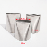 3Pcs Extra Large Piping Tips Set Acier Inoxydable 304 Dentelé Plat Glaçage Buse pour Décoration de Gâteau Outils de Cuisson Professionnels