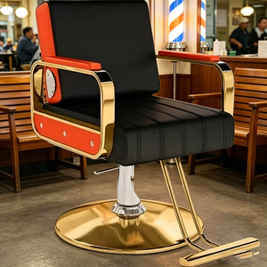 Fauteuil de Barbier en Cuir en Gros avec Base Métallique et Pompe Hydraulique, Hauteur Réglable pour Mobilier de Salon de Beauté - Product Image 4