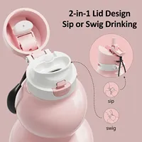Bouteille d'eau isotherme réutilisable en forme de gourde, personnalisable avec logo, écologique, avec couvercle 2-en-1 pour le sport, le yoga et les voyages